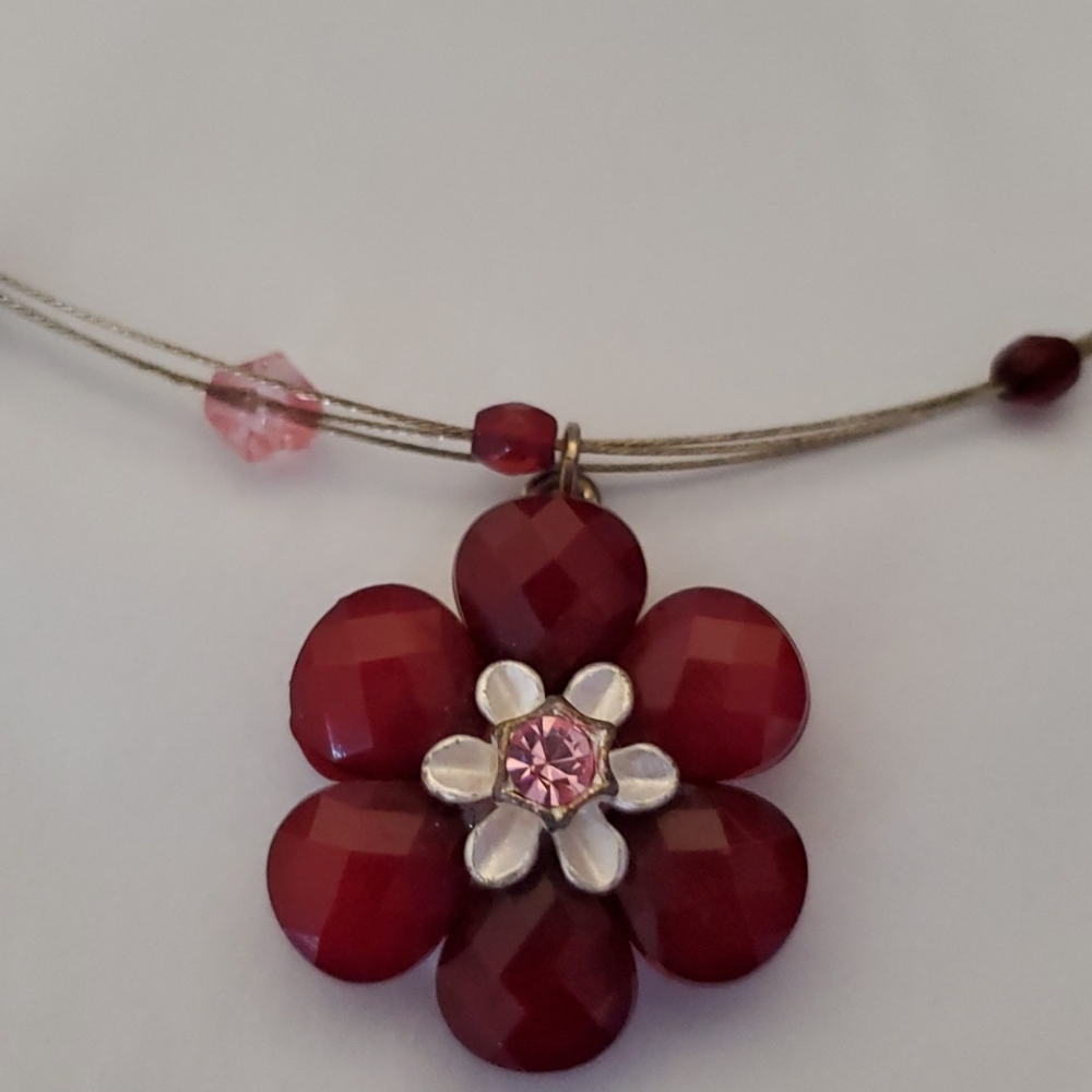 Burgundy Flower Necklace